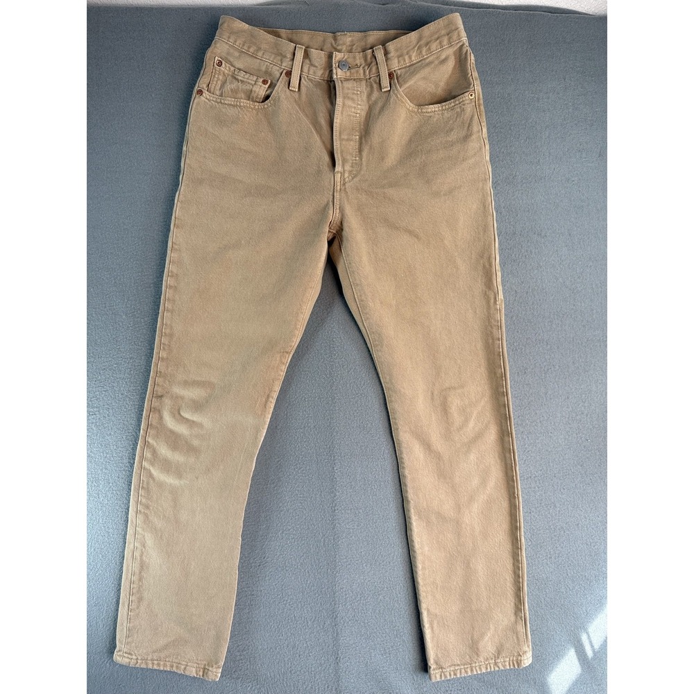 Levi's 501 Jeans Mens 30x29 Beige Regular Straight Button Fly Denim 12501-0405